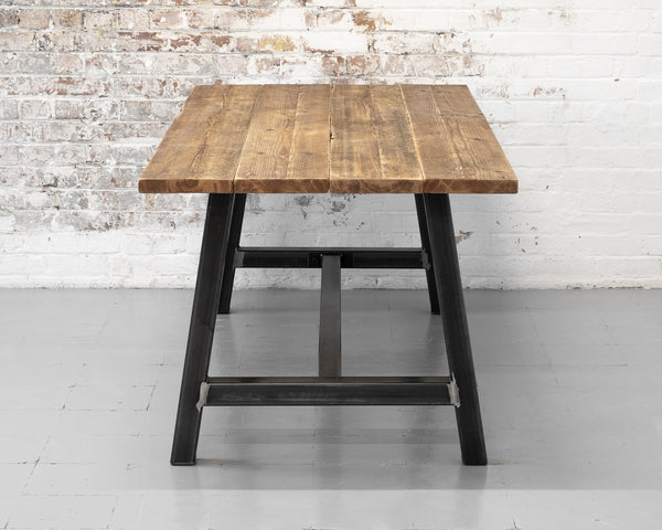 rustic dining table and bench set, trestle bar table