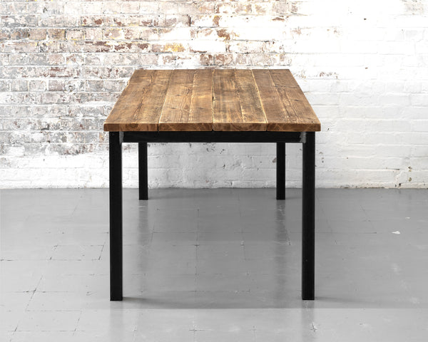 Rustic Industrial, Reclaimed Timber Scaffold Board desk with Steel legs