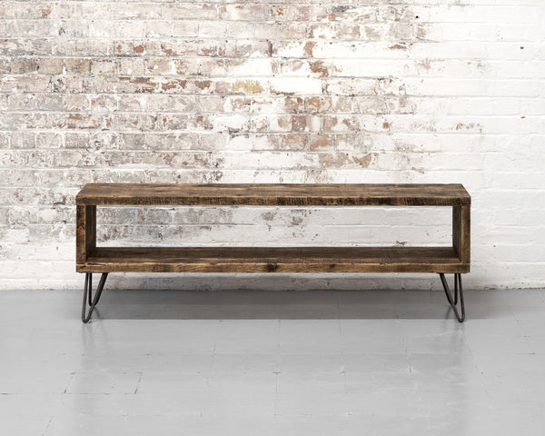Rustic sideboard, reclaimed timber scaffold board media unit, t.v stand on hairpin legs