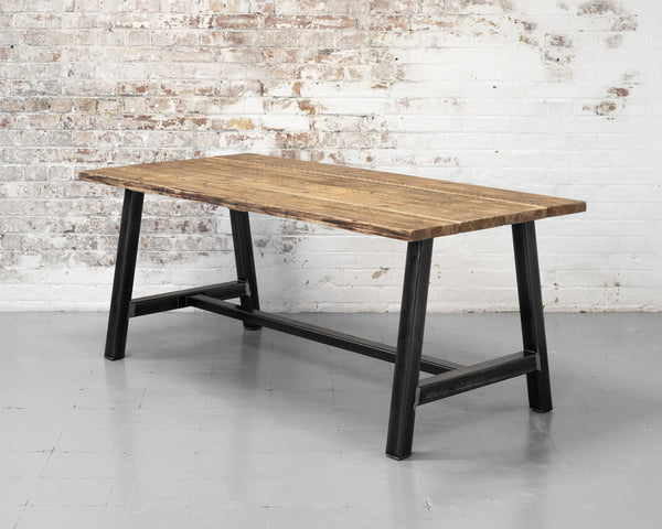 rustic dining table and bench set, trestle table desk